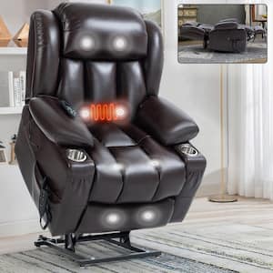 J&E Home Black PU Leather Motor Power Lift Massage Recliner Chair with ...