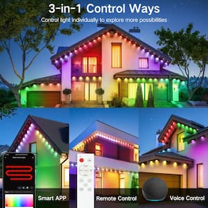 RGBIC Permanent 72 Light 100 ft. Outdoor Plug-In Integrated LED Novelty String-Light with IP65 Waterproof Housing