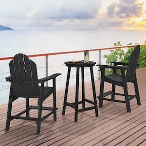 Sean Black 2-Piece Plastic Outdoor Patio Bistro Bar Stool Bar Height Adirondack Chair Set of 2