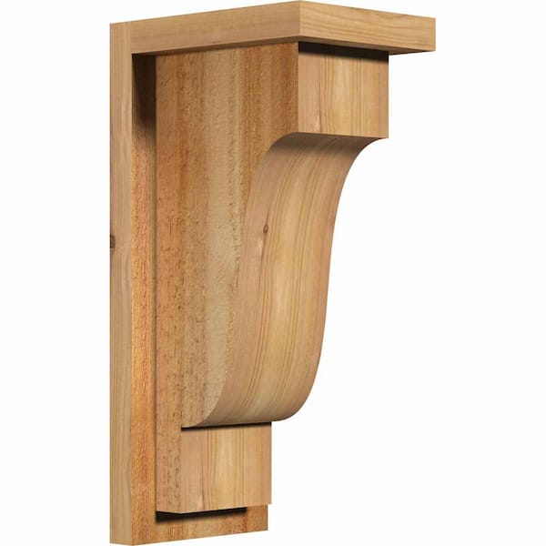 Ekena Millwork 6 in. x 8 in. x 16 in. Newport Rough Sawn Western Red Cedar Corbel with Backplate