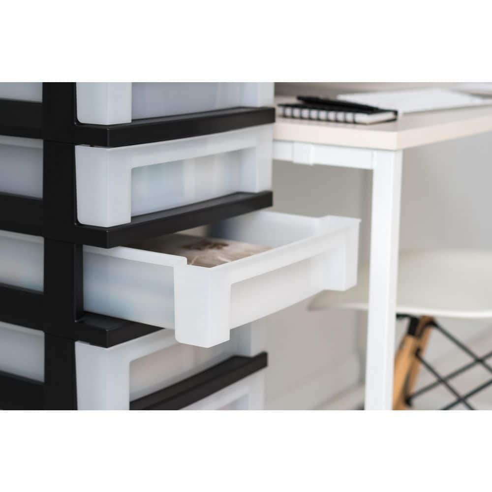 Black 9-Drawer Storage Tower with Organizer Top and Wheels