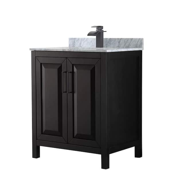 Wyndham Collection Daria 30 in. W x 22 in. D x 35.75 in. H Single Bath Vanity in Dark Espresso with White Carrara Marble Top