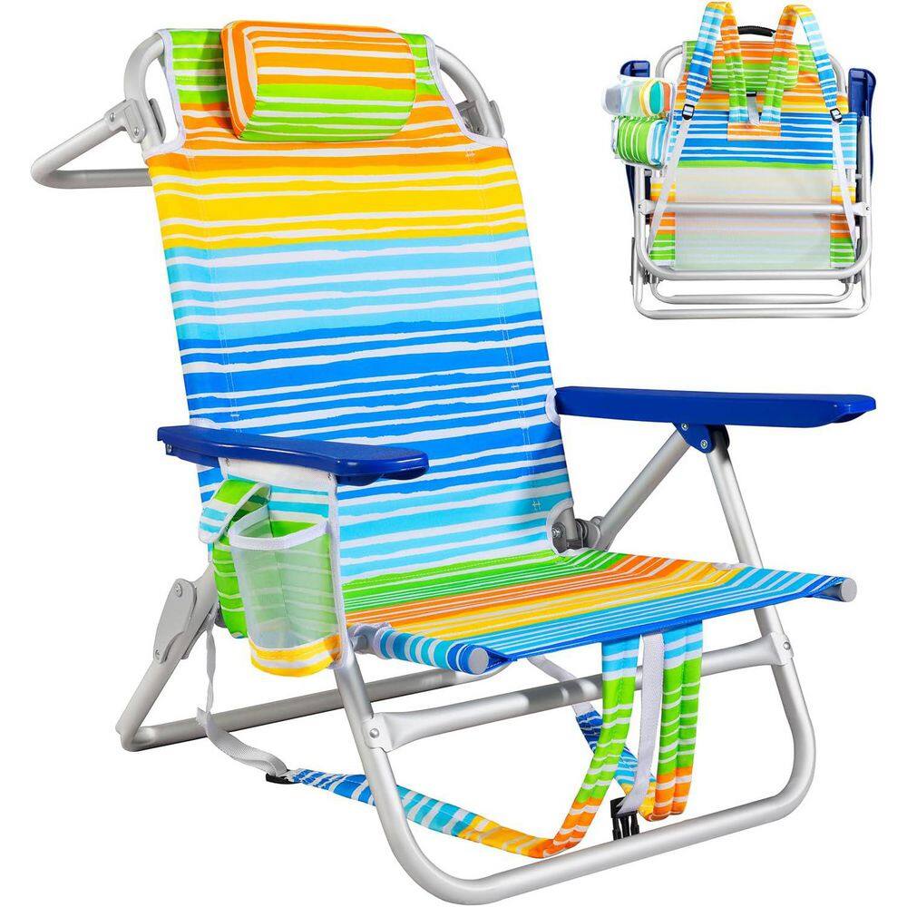 Portable Beach Chair for Adults, Outdoor Camping Chair Lay Flat Folding Backpack Beach Reclining Chair with 5 Positions price history on PriceWatchPro