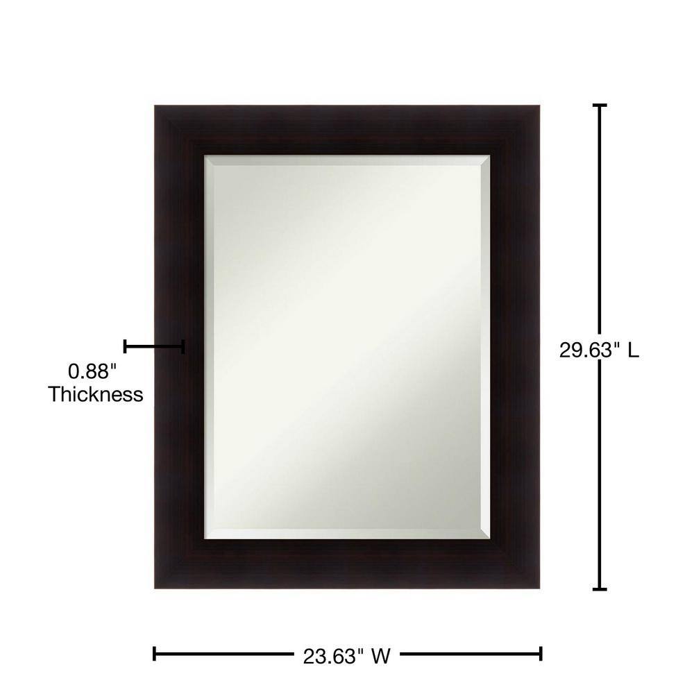 Espresso Wood Rectangular Bathroom Vanity Mirror 24 x 30 Inch
