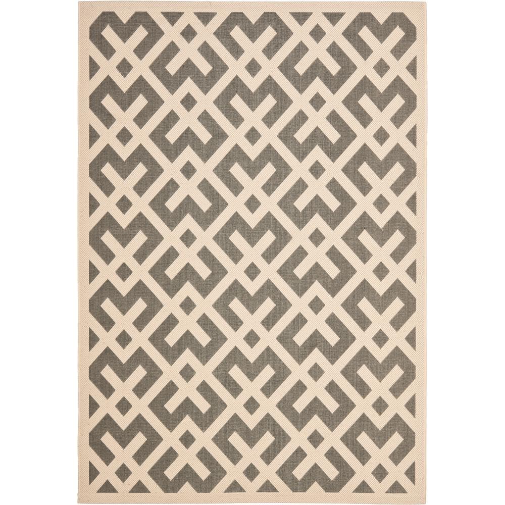 SAFAVIEH Courtyard Gray/Bone 8 ft. x 11 ft. Geometric Indoor/Outdoor