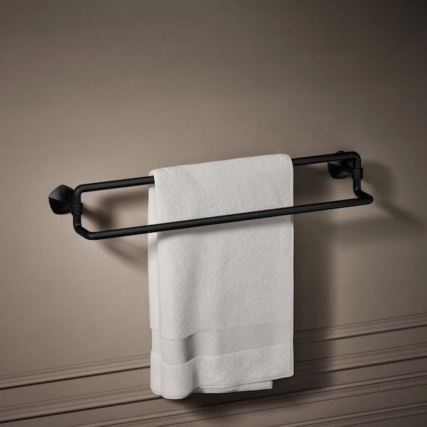 Occasion 24 in. Wall Mounted Double Towel Bar in Matte Black