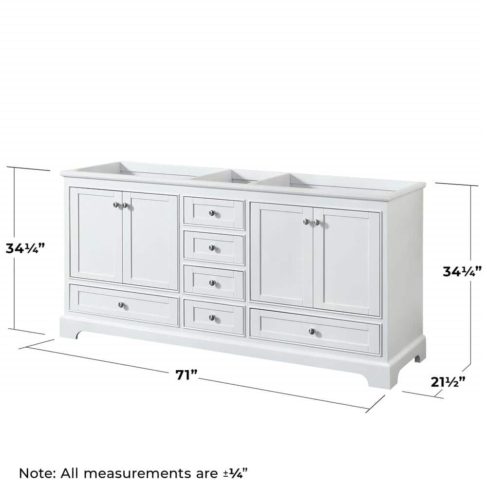 Deborah 71" White Plywood Double Free-Standing Vanity Base