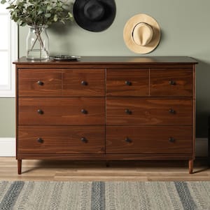 Classic Mid Century Modern 6-Drawer Walnut Solid Wood Dresser