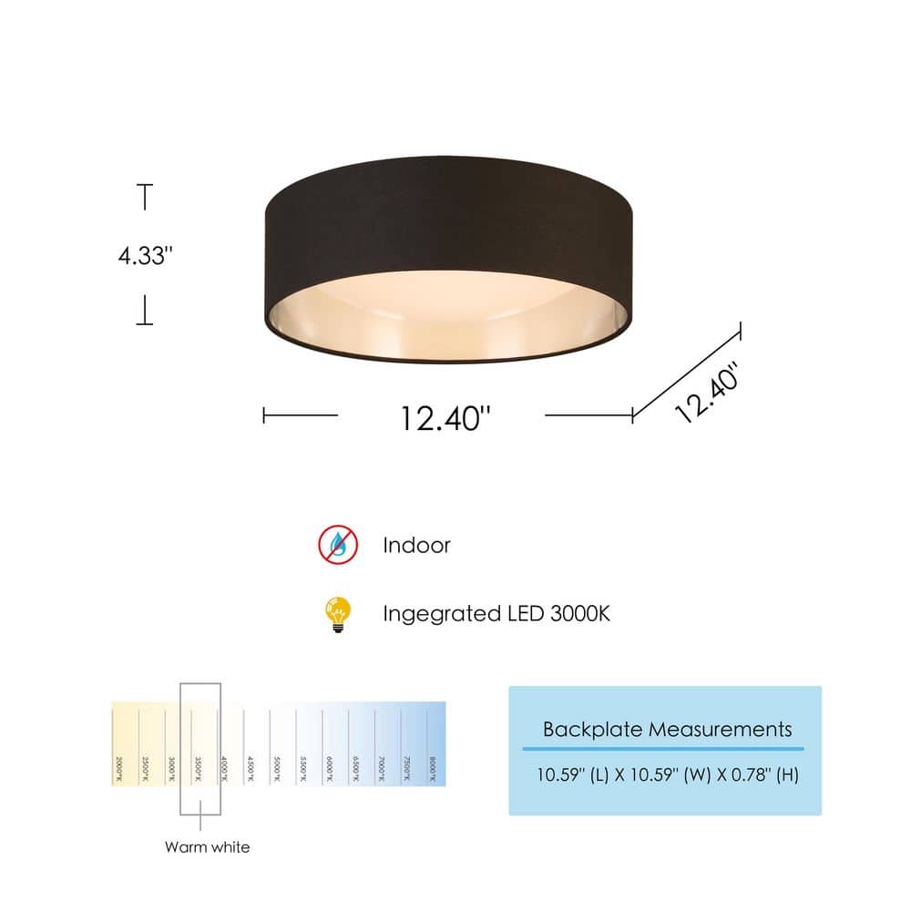 Orme 12'' Black and Nickel LED Flush Mount Ceiling Light
