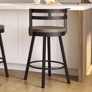 Vector 26 in. Brown Metal Beige Wood Counter Stool