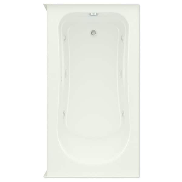 Aquatic Dossi 32 60 in.  Acrylic Whirlpool Bathtub Right Drain Rectangular Alcove in Biscuit