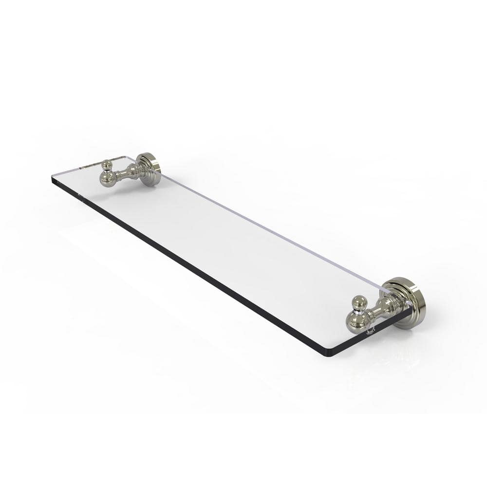 Allied Brass Waverly Place Collection 22 in. Glass Vanity Shelf with Beveled Edges in Polished Nickel