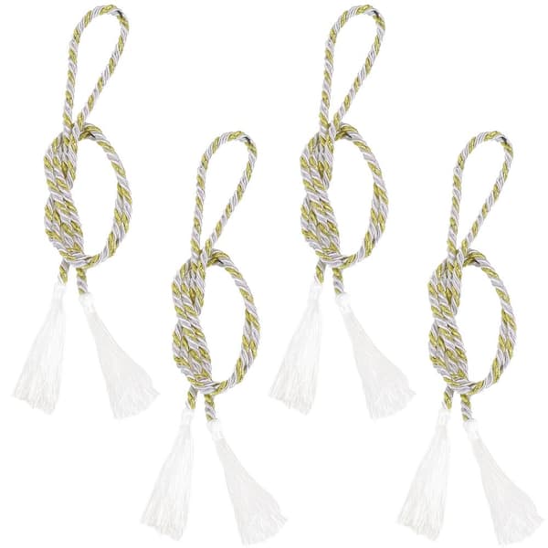 Sunnydaze Gold Adjustable Polyester Rope Curtain Tie Back (Set of 4)