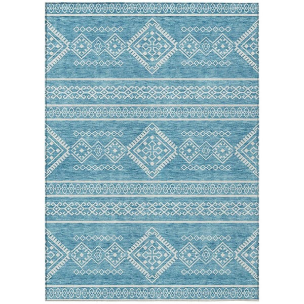Addison Rugs Chantille Machine Washable Indoor/Outdoor Abstract ACN901 Teal 5 ft. x 7 ft. 6 in. Area Rug