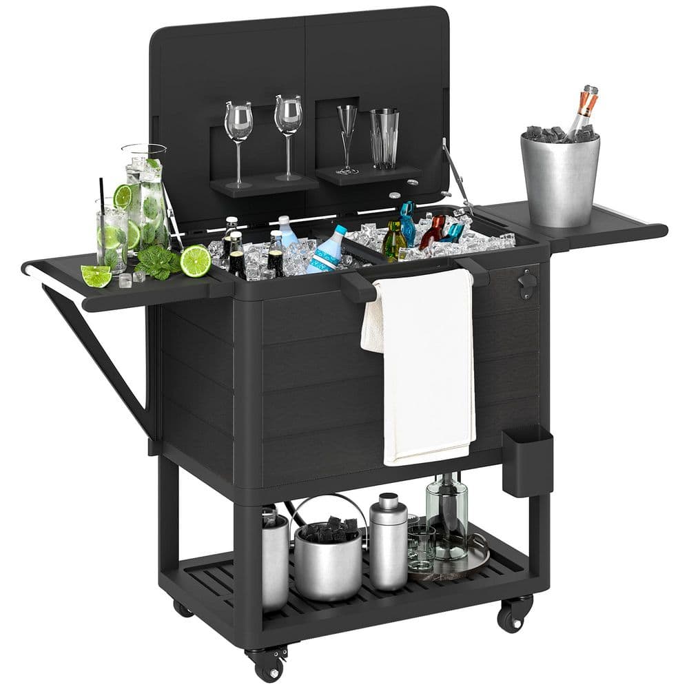 104 qt. Large Capacity Patio Cooler Cart, Ice Chest with Bottle Opener and 