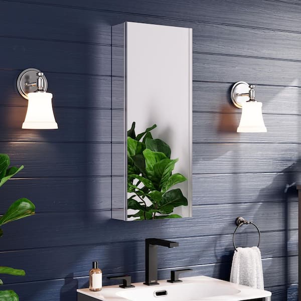 12 in. W x 30 in. H Rectangular Aluminum Surface/Recessed Medicine Cabinet with Mirror for Bathroom, Right Door