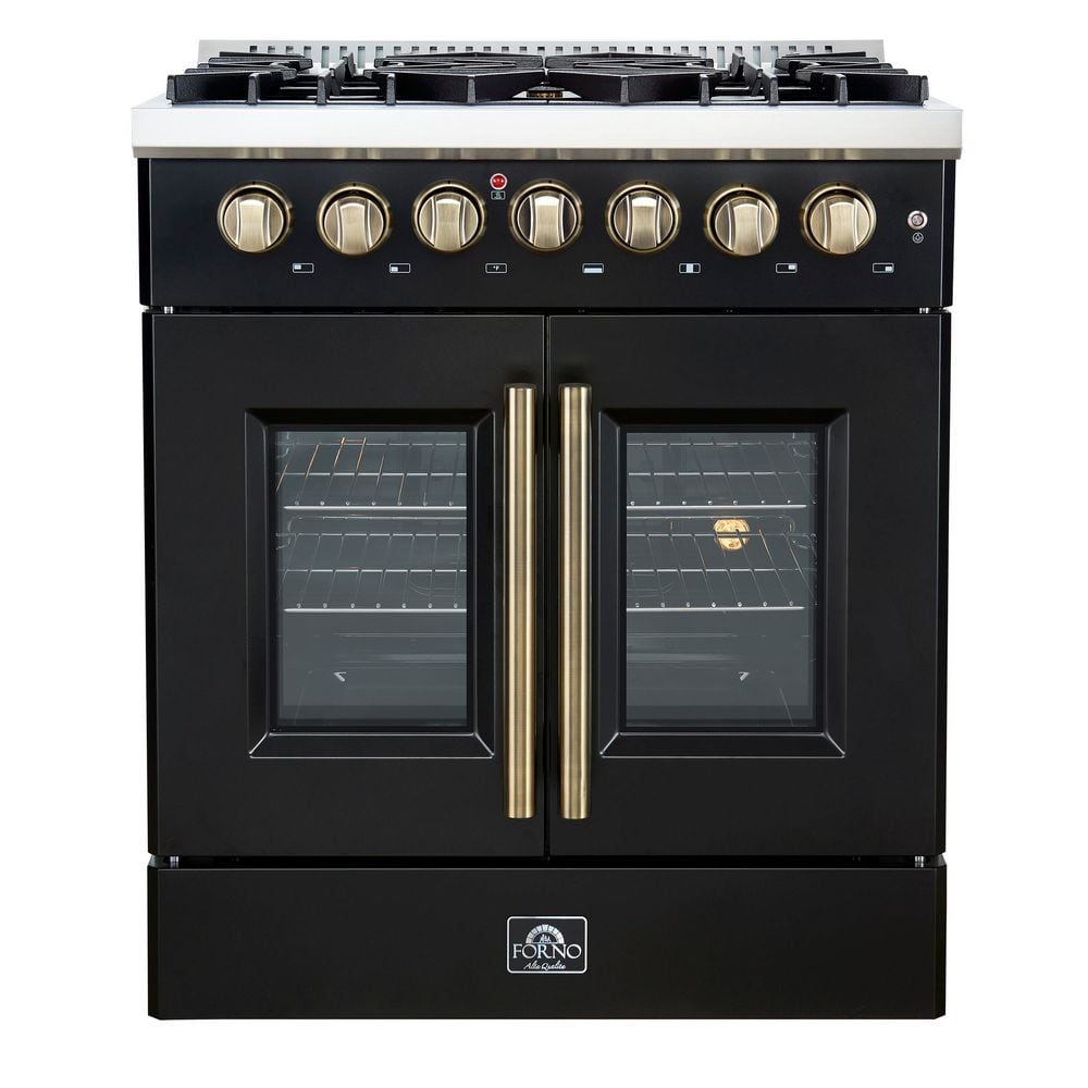 Galiano 30 in. French Door Dual Fuel Range, Black and Antique Brass, 4.32 cu. ft. True Convection Oven price history on PriceWatchPro
