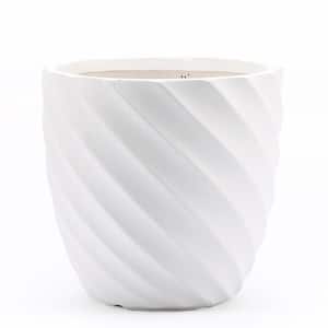 White MgO Swirl Round Planter Composite Decorative Pot