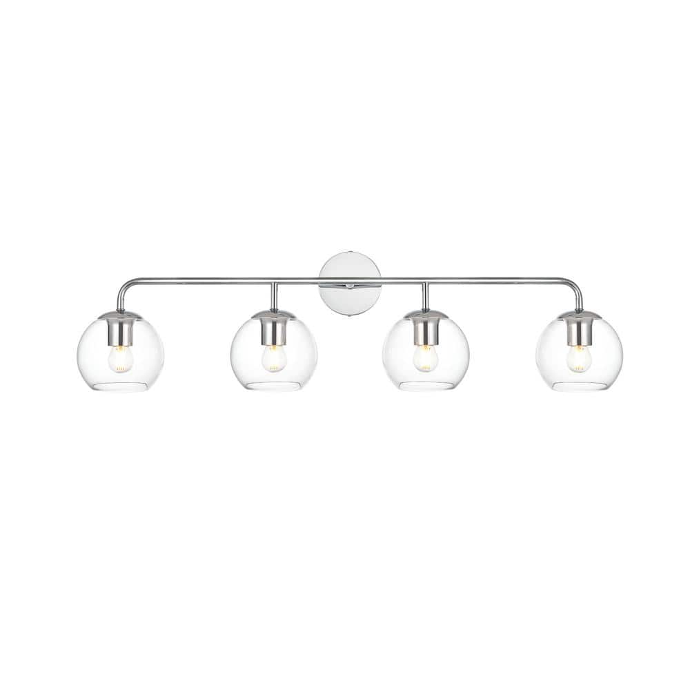 Simply Living 37 in. 4Light Modern Chrome Vanity Light with Clear