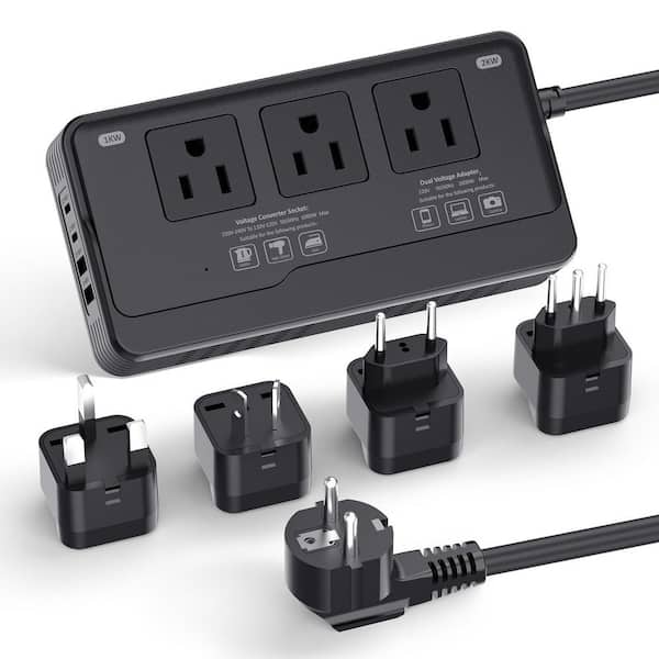 2000-Watts Voltage Converter US to Europe for Hair Dryers 7-in-1 220-Volt to 110-Volts Power Adaptor for European Travel