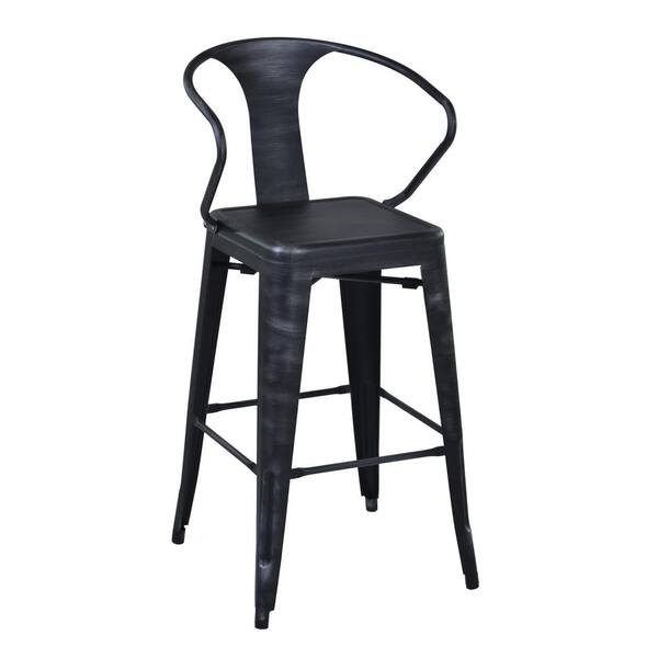 Armen Living Berkley 30 in. Bar Stool in Industrial Grey Steel