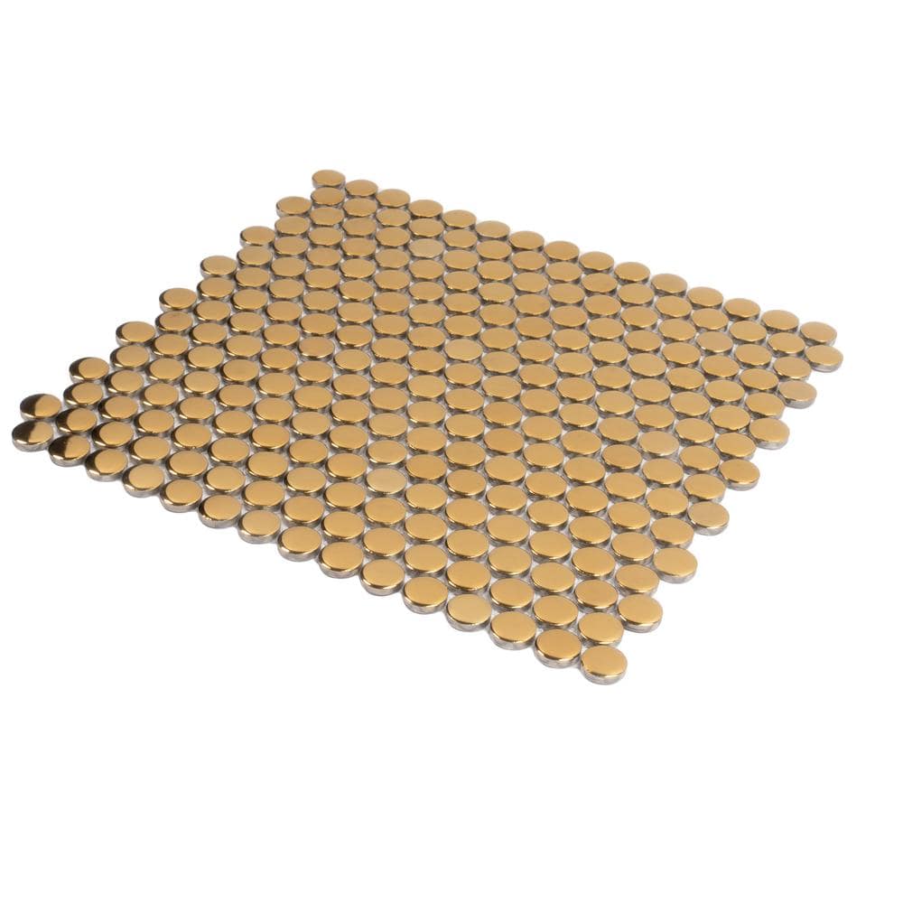 Cirkel Gold Glossy Porcelain Penny Tile Mosaic Sheet