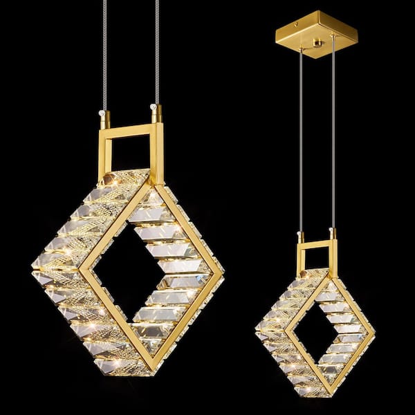 ZHLWIN Home Lighting 12W 1-Light Gold Square Modern Led Crystal