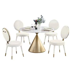 5-Piece Dining Sets Modern Luxury Dining Table and Chair Set for Dining Room, Kitchen, Restaurant in Beige