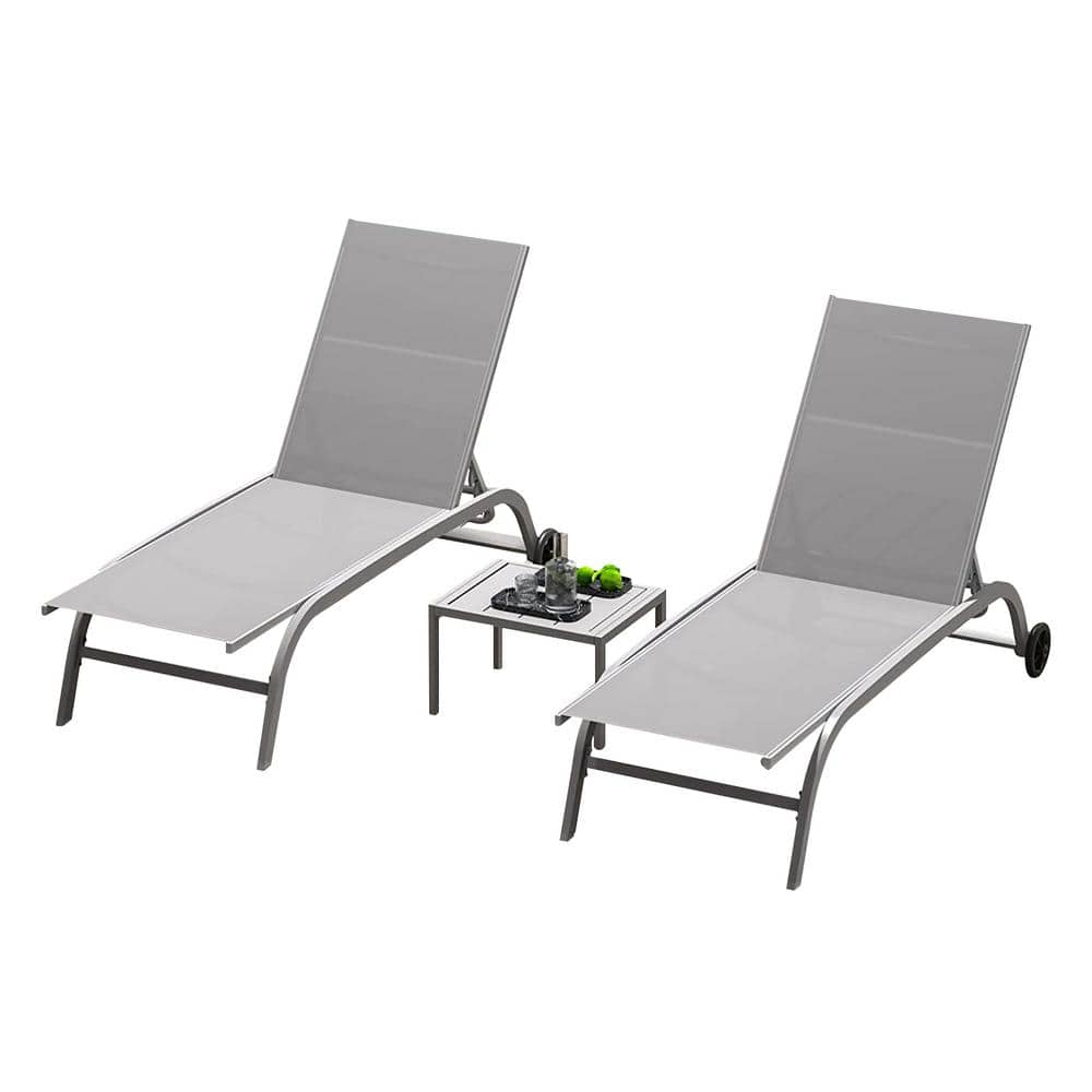 Flynama Adjustable Aluminum Outdoor Lounge Chair with 1-Pack