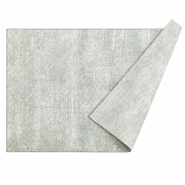 11.8 in. x 17 in. Grass Green Faux Leather Placemats Set of 6, Heat-Resistant Waterproof Wipeable Anti-Slip