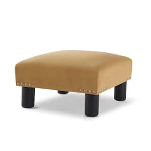 Jules 16 in. Gold Square Nailhead Accent Ottoman Footstool