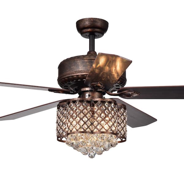 Warehouse of Tiffany Pshita 52 in. Indoor Bronze Finish Ceiling Fan with Light Kit