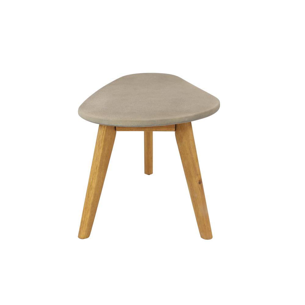 Modern Acacia Wood & Polycement Outdoor Accent Table in Gray