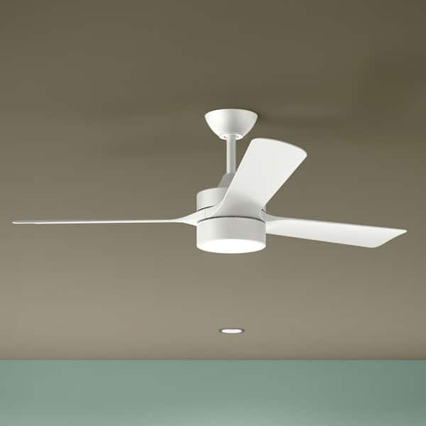 Axion II 52 in. 3-Blade Standard Matte White Modern LED Downrod Mount Ceiling Fan with Matte White Blades