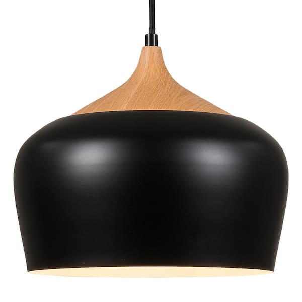 ExBrite ExBritePL 1-Light Matte Black Hanging Barn Light Pendant Light with Metal Shade