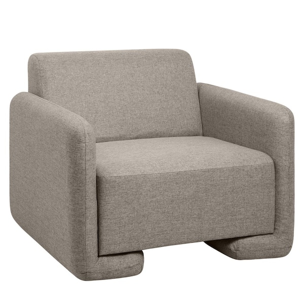 Accent Chair Upholstered in Linen Sturdy Wooden Base with Padded Seat and Back Nyta Collection in Grey