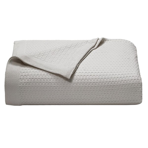 Nautica Baird Pastel Gray Solid Cotton Full/Queen Knitted Blanket