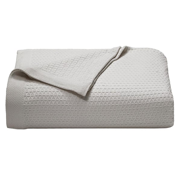 Nautica Baird Pastel Gray Solid Cotton King Knitted Blanket