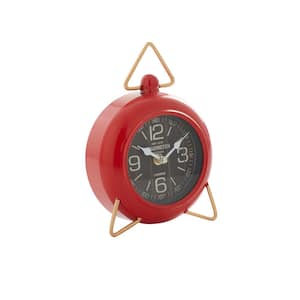 Red Farmhouse Metal Analog Clock