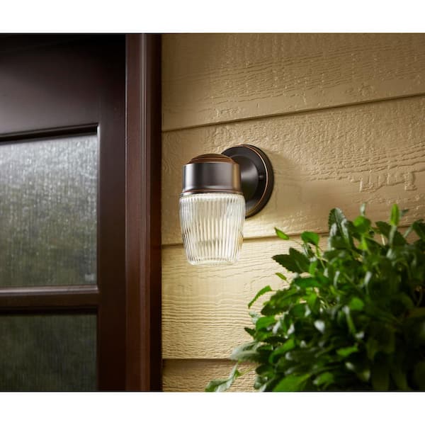 7.6 in. Dusk to Dawn Oil-Rubbed Bronze LED Outdoor Wall Lantern Sconce
