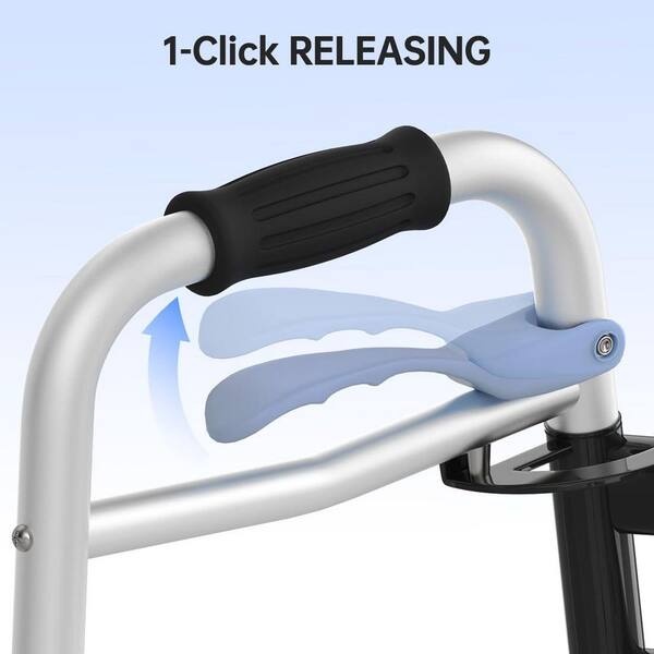 Wudkey Black Aluminum Narrow Folding Walker with Trigger Release