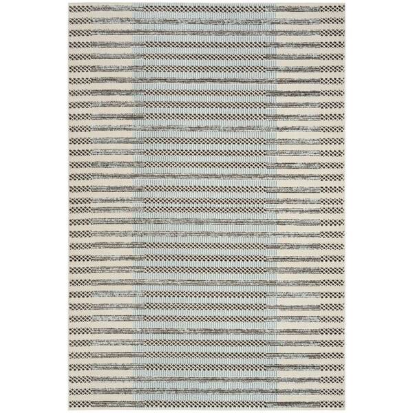 Nourison Nordic Ivory Blue 4 ft. x 6 ft. Geometric Contemporary Area Rug