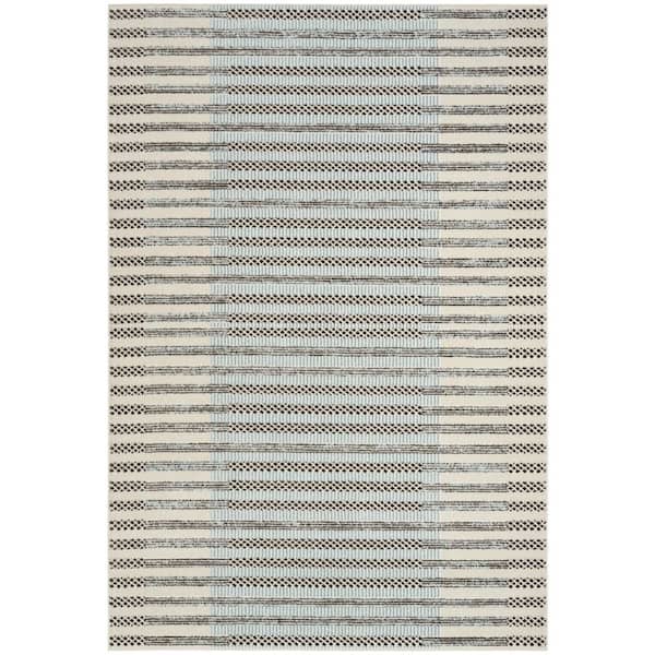 Nourison Nordic Ivory Blue 5 ft. x 7 ft. Geometric Contemporary Area Rug