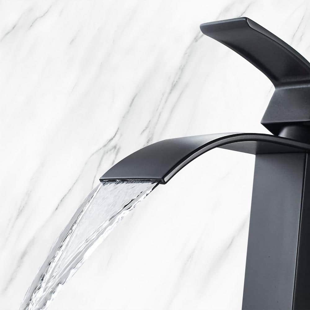 Matte Black Stainless Steel Single Handle Waterfall Bathroom Faucet