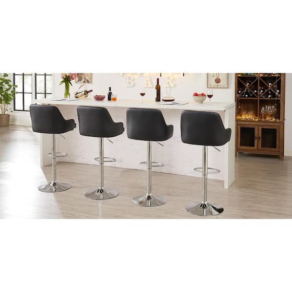 VECELO Black Modern Bar Chair with Back Adjustable Swivel VECELO Black Modern Bar Chair with Back Adjustable Swivel