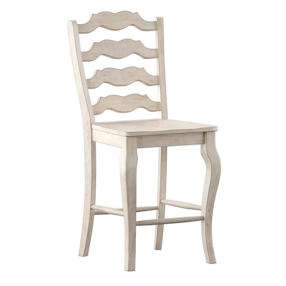 HomeSullivan Antique White French Ladder Back Wood Counter Height Chair (Set of 2)40530C124WH