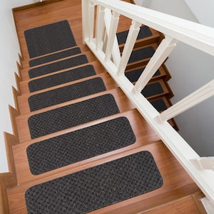 Waffle Dark Gray 31 in. x 31 in. Non-Slip Rubber Back Stair Tread Cover (Landing Mat)