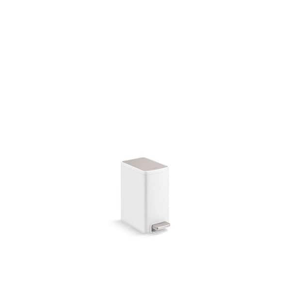 6 l Metal Household Trash Can in Stainless and White