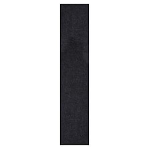 Sweet Home Stores Ribbed Waterproof Non-Slip Rubberback Runner Rug 2 ft. 7 in. W x 21 ft. L Black Polyester Garage Flooring