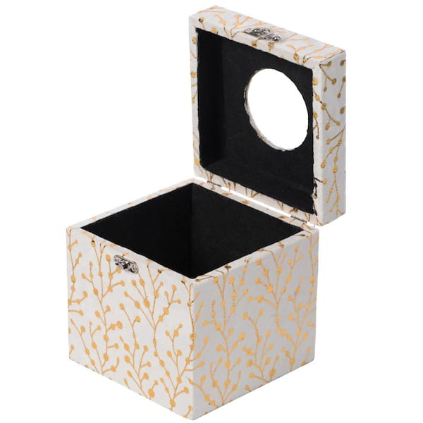 Vintiquewise Velvet Modern Paper Facial Tissue Box Holder in Rectangular  White and Gold QI003978_RC_WTG - The Home Depot